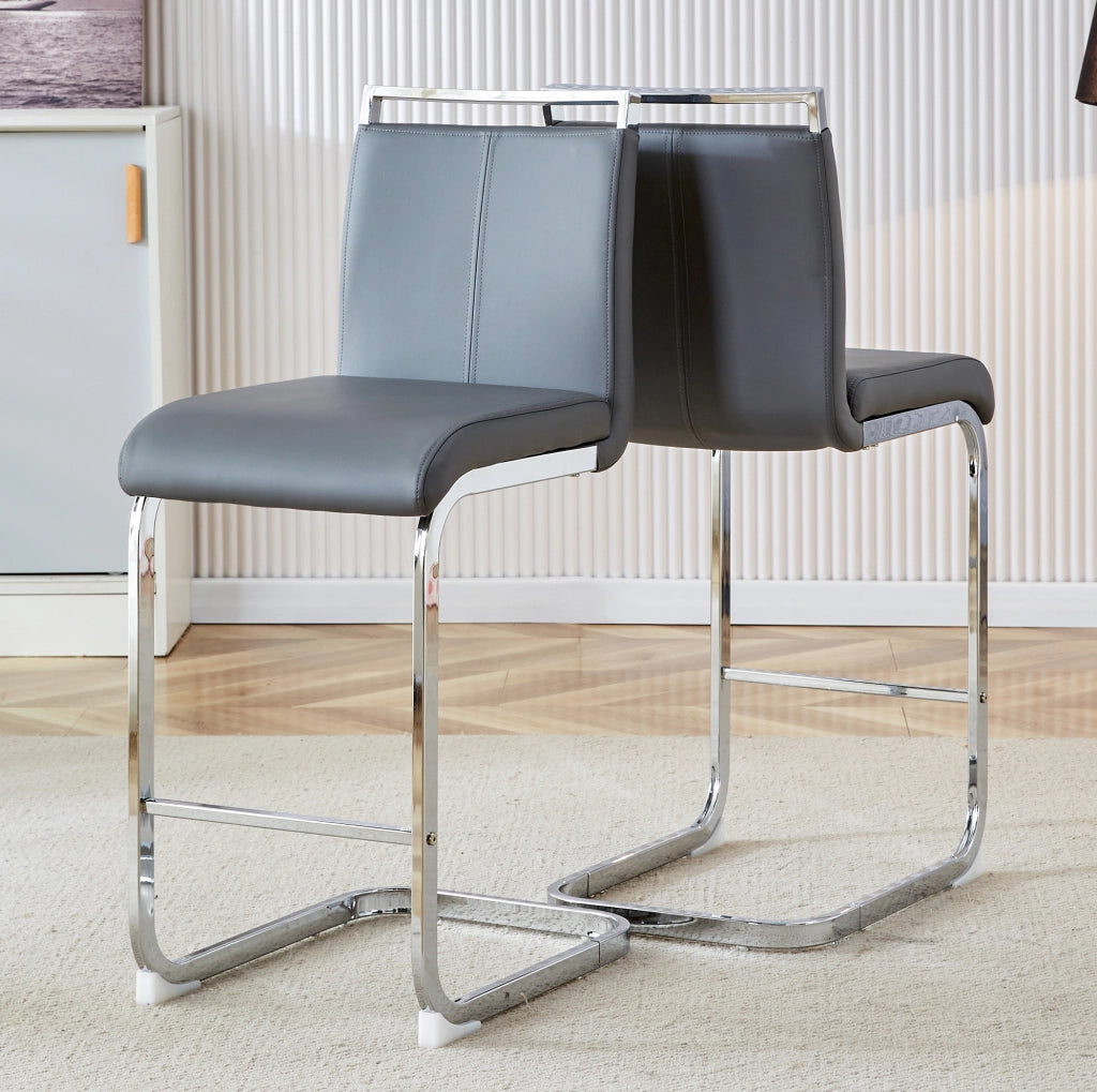 SGABELLO DA BAR Set da 2 pezzi 96,5 cm Grigio Scuro in PU e metallo