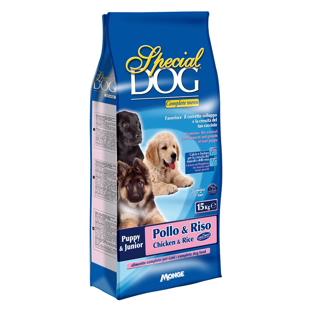 CROCCHETTE PER CANI JUNIOR 'SPECIAL DOG' pollo e riso - kg 15  - MONGE