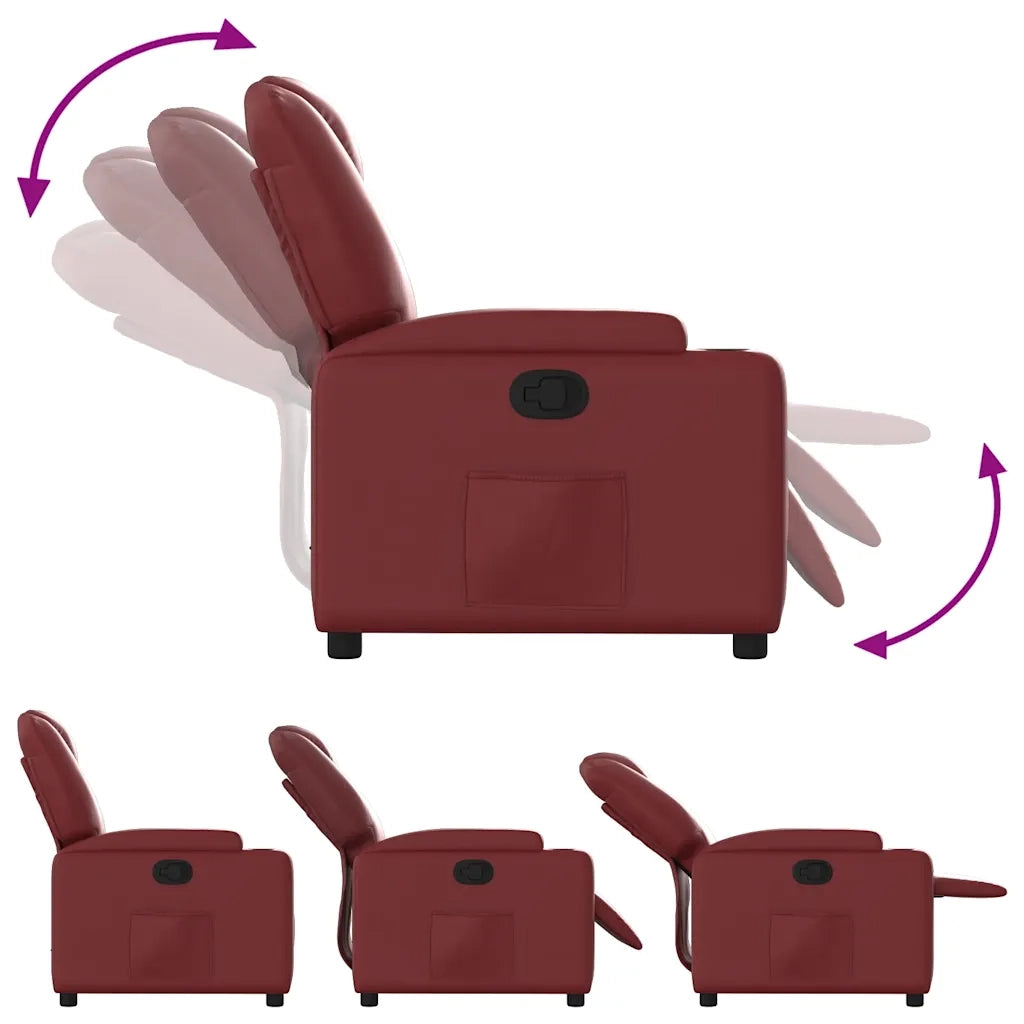 Divano Sedia-Poltrona Reclinabile Rosso Vino in Similpelle 447207