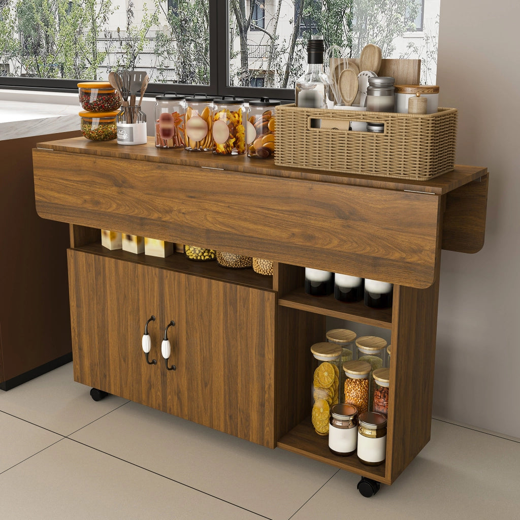 Tavolo pieghevole 3 in 1 mobile in MDF noce