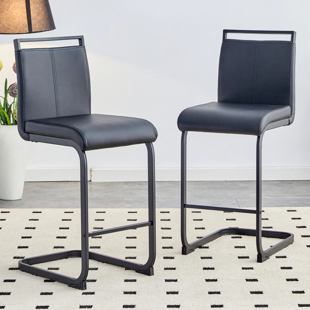 SGABELLO ALTO Set da 2 pezzi 96,5 cm Nero PU e metallo