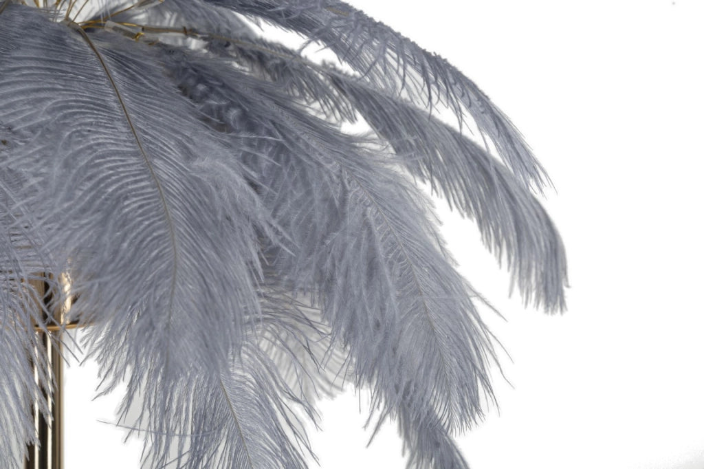 Lampada da Tavolo Palm Grigia Ø40x55 cm in Ferro e Plastica Oro e Grigio