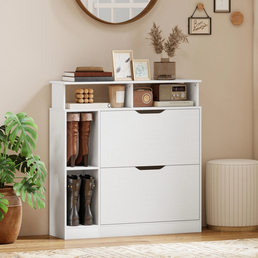 Scarpiera con ante, cassetti e ripiani ¨C Minimal ¨C bianco
