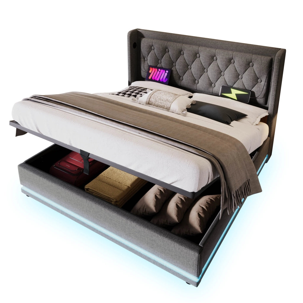Letto matrimoniale contenitore grigio 140x200 cm