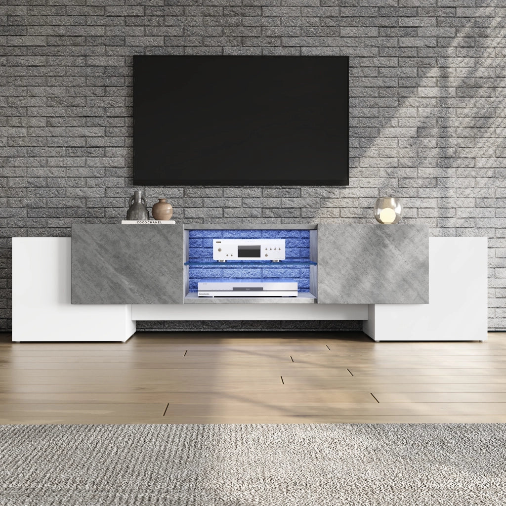 Mobile TV- bianco/grigio- LED Bluetooth- 180x40x46.5 cm- per TV 60-70"