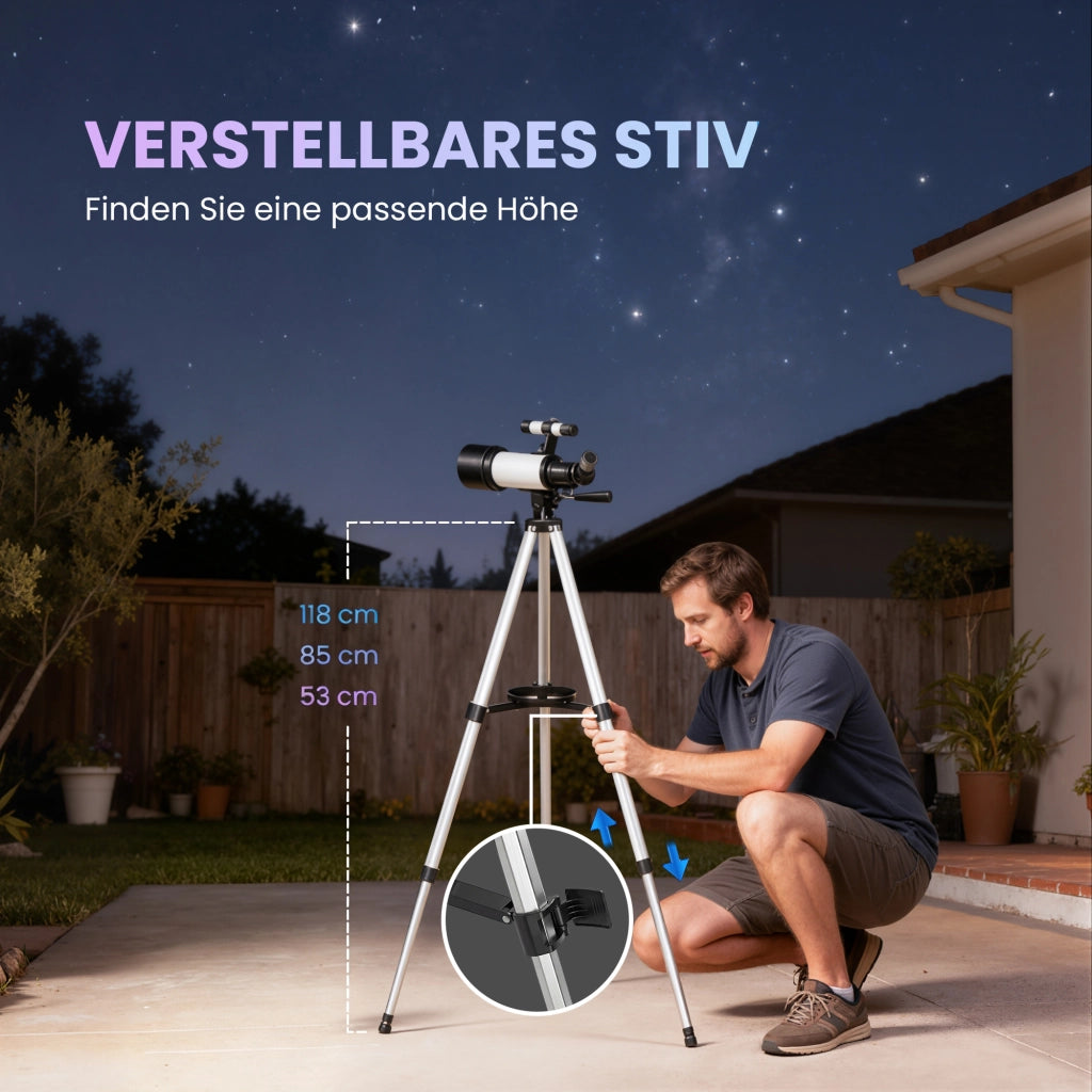 Telescopio astronomico rifrattore 70mm 400mm con treppiede montatura AZ per principianti e osservazione astronomica