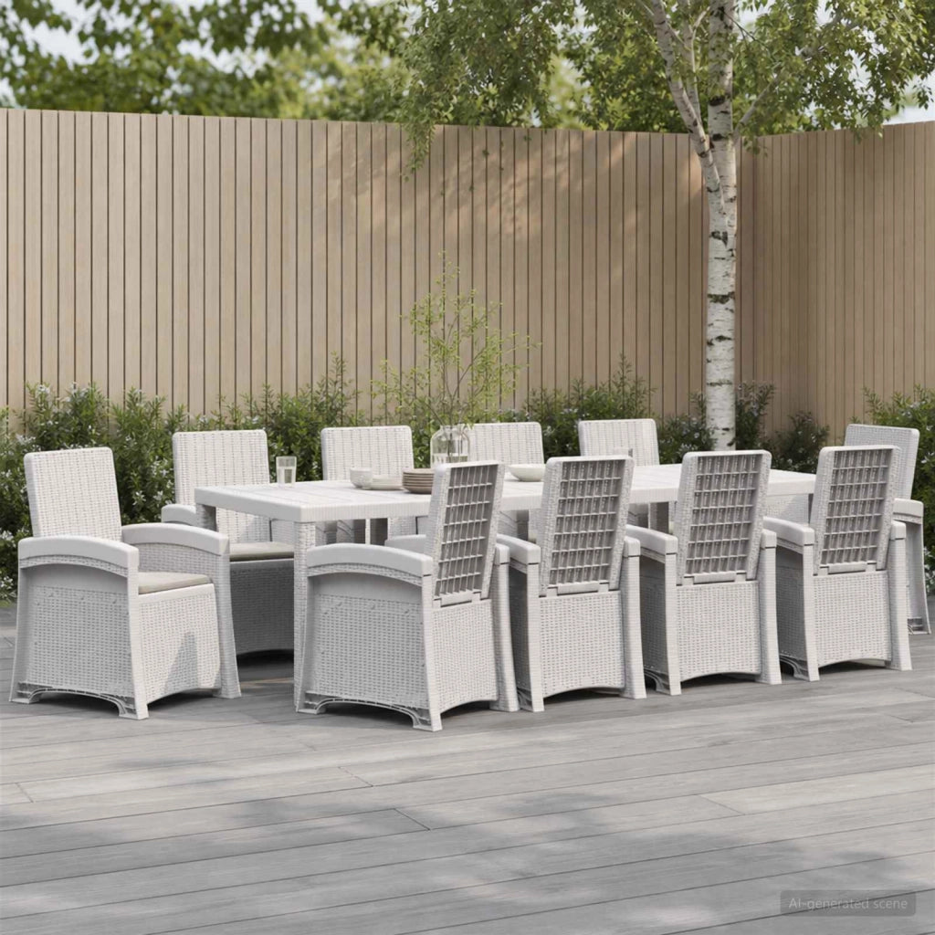 Set da Pranzo per Giardino 11 pz Bianco e Grigio Chiaro PP 3430178