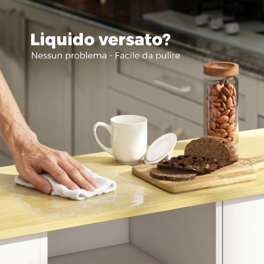 Mobile Cucina con Cassetto, Armadietto e Ripiano Regolabile, Bianco