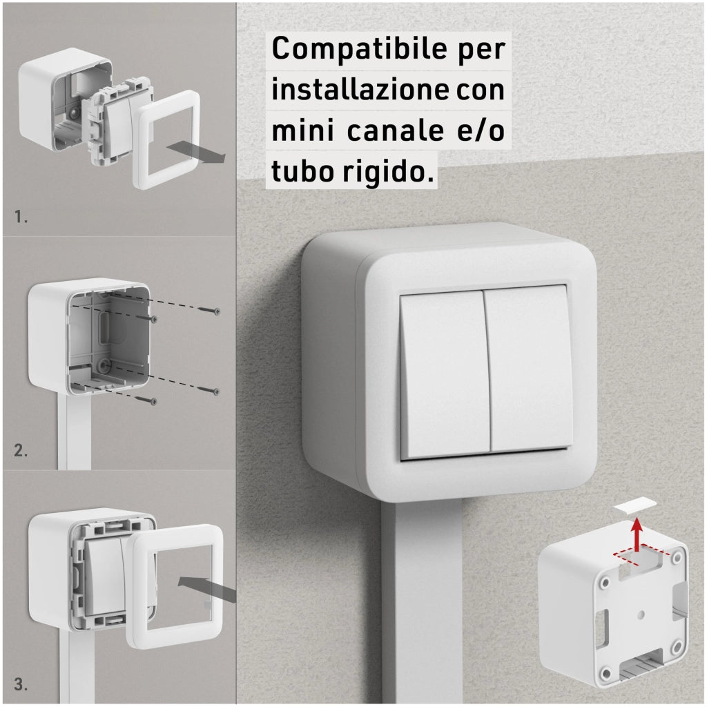 CONTENITORE 'FIXA' doppio deviatore 10A - col.bianco - ELECTRALINE