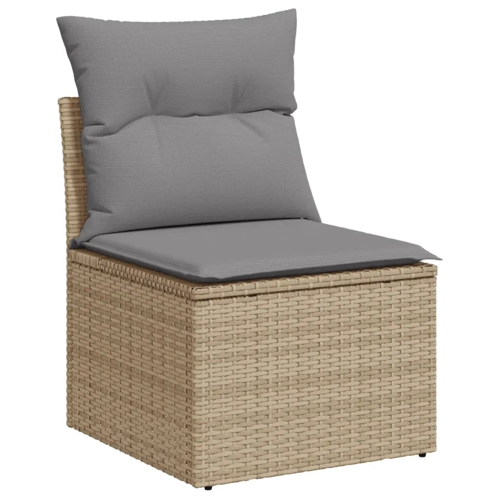 Set Divano da Giardino 3 pz | Set Salotto da Giardino con Cuscini Beige in Polyrattan