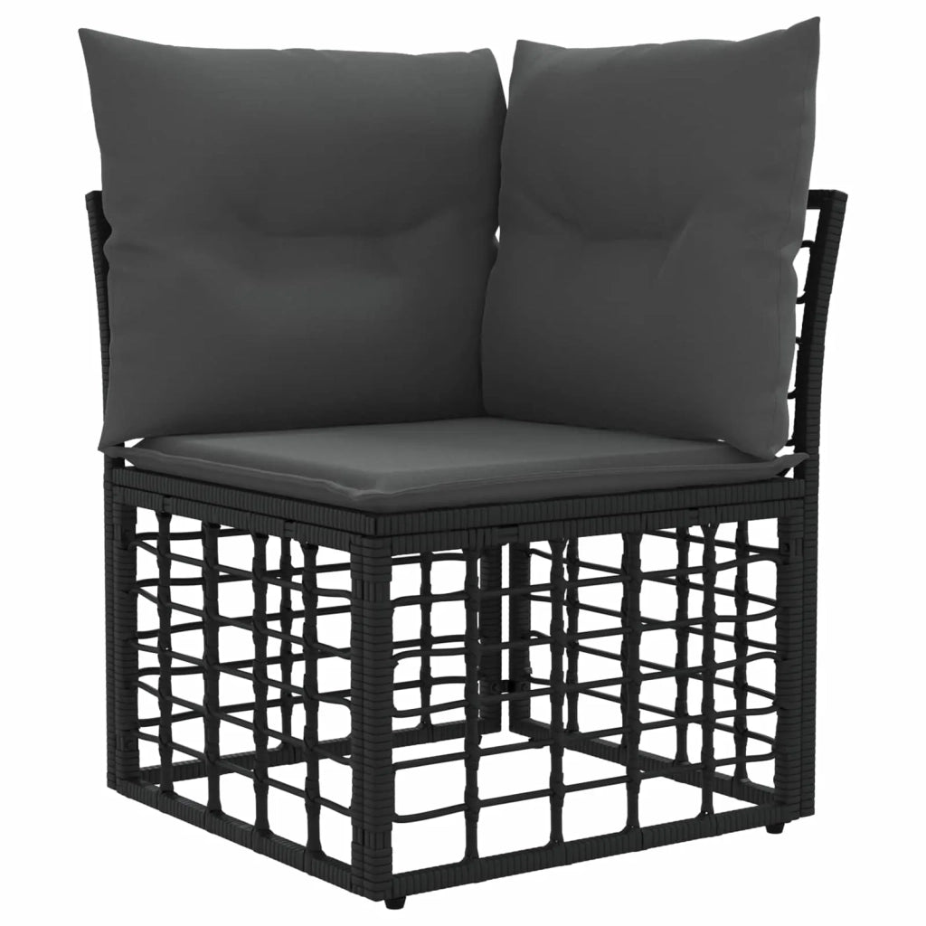 Set di divani da esterno 11 pz Nero e Grigio scuro Poliestere 3437711