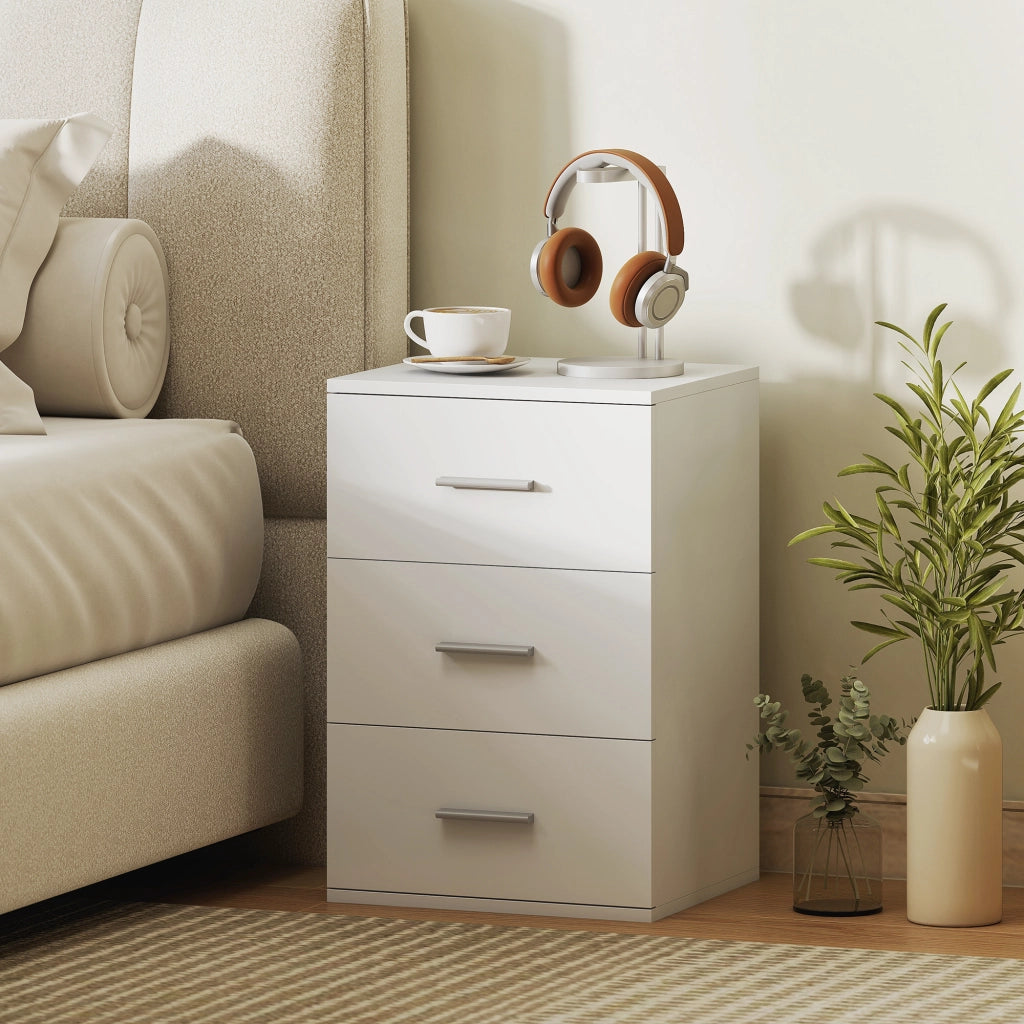 Comodino con 3 Cassetti ¨C Xylo ¨C Bianco 40x35x60 cm