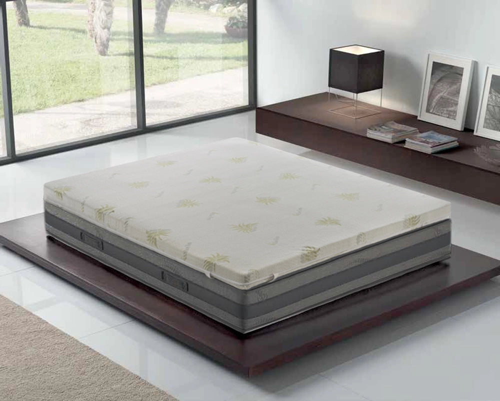 Topper Matrimoniale 200x200 in memory foam 5 cm con rivestimento in aloe vera sfoderabile