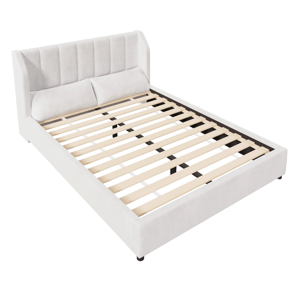 Letto singolo 140 ¡Á 200 cm basso imbottito con sponde alte e testiera in velluto francese multicolore