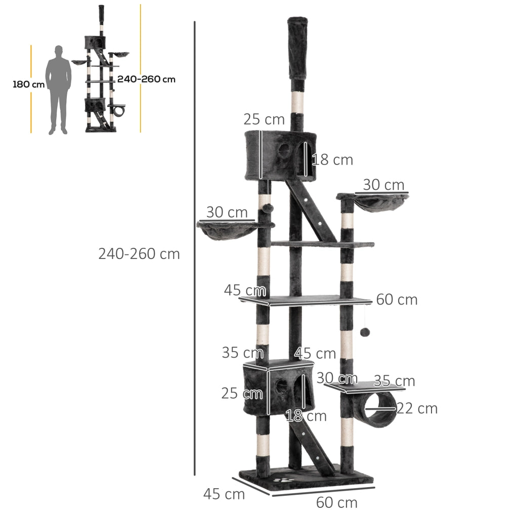 Albero tiragraffi per gatti ¨C Minimal ¨C Grigio scuro 240-260 cm