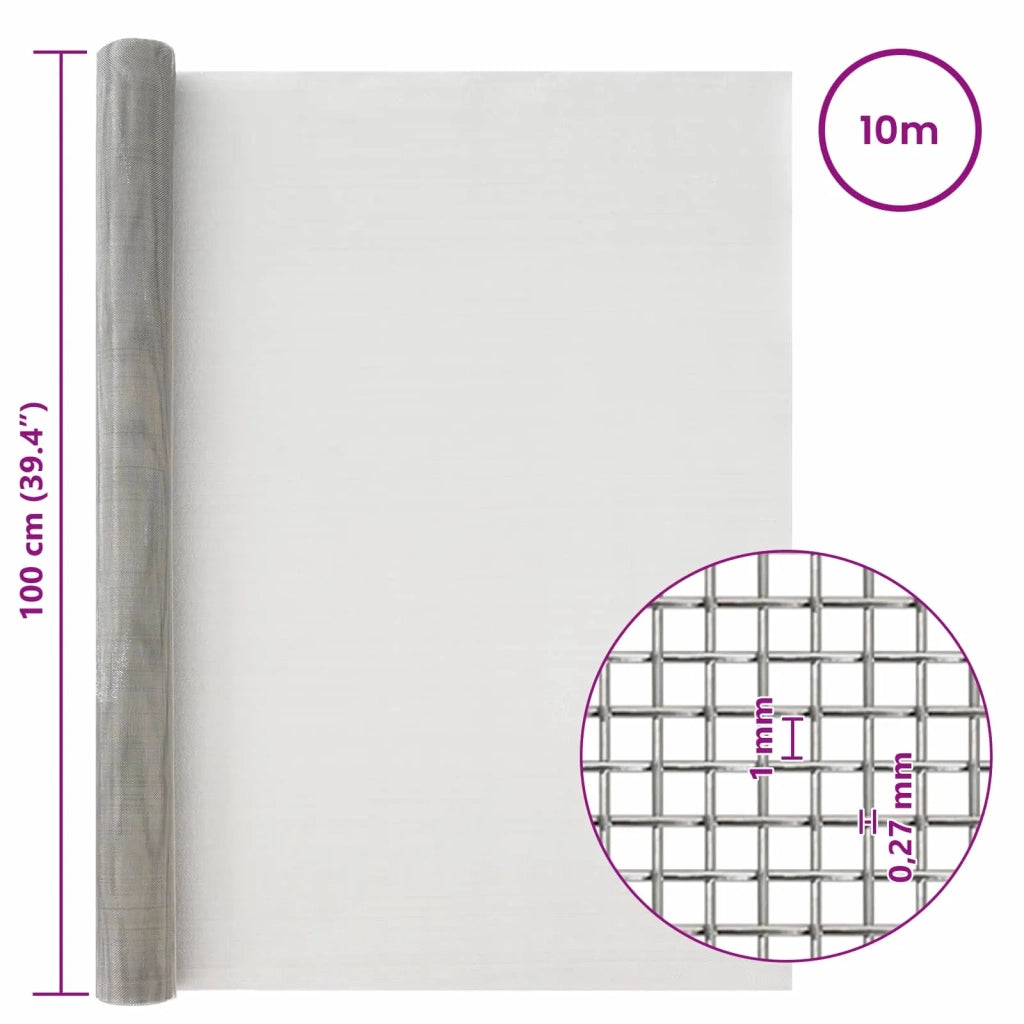 Rete per schermatura 100 x 1000 cm 20 Mesh Argento 42039540