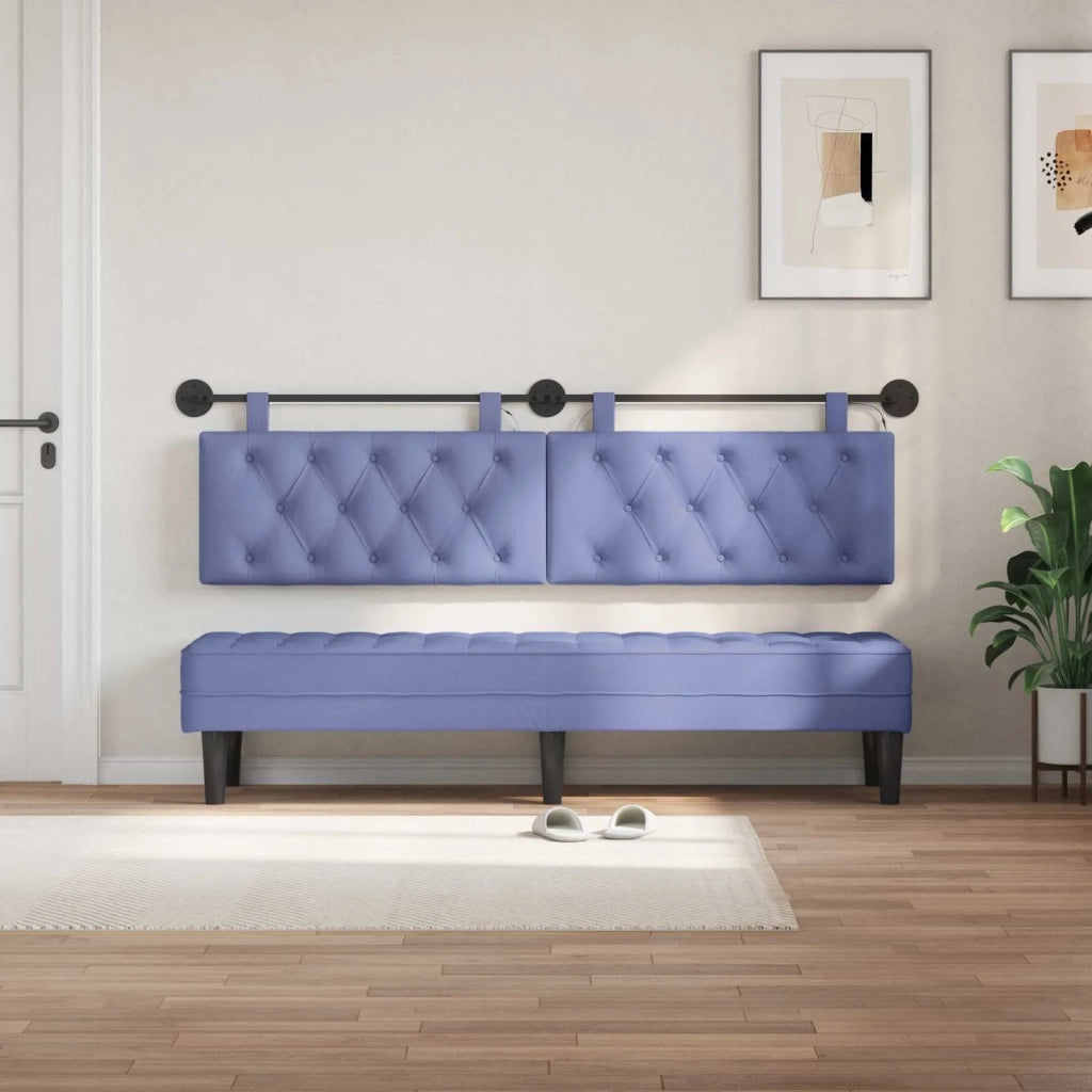 Testiera | Testata sospesa Con luce LED Blu jeans Tessuto