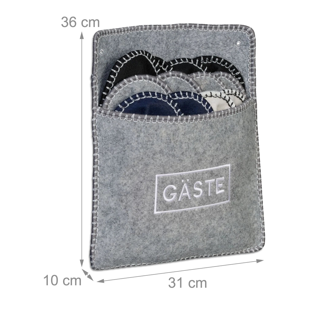 Set di 6 comode pantofole unisex in feltro con custodia 36-39 40-42 43-45 in feltro grigio 13_0017150