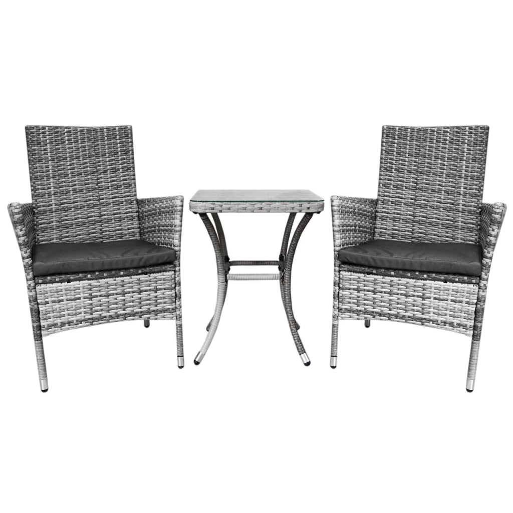 Jardí Set Bistro Giardino Polyrattan 2 Poltroncine Tavolino e Cuscini