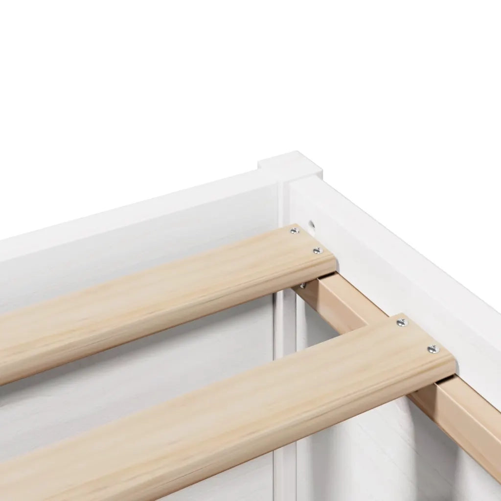 Letto matrimoniale | Letto per adulti | Giroletto con Testiera Bianco 140x190 cm in Legno Massello Pino