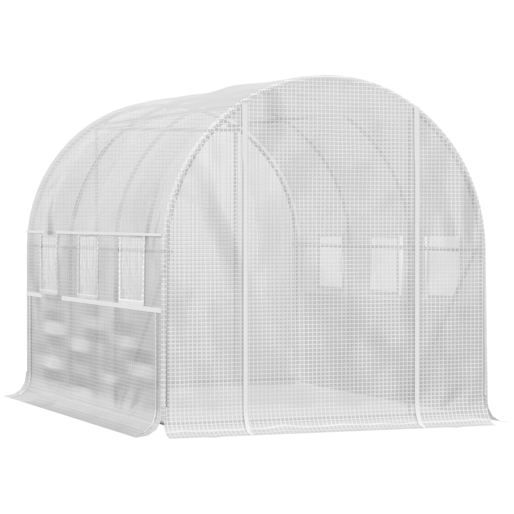 Serra da giardino con 6 finestre apribili e porta con cerniera ¨C Xylo ¨C Telaio in acciaio 295x200x200cm bianco