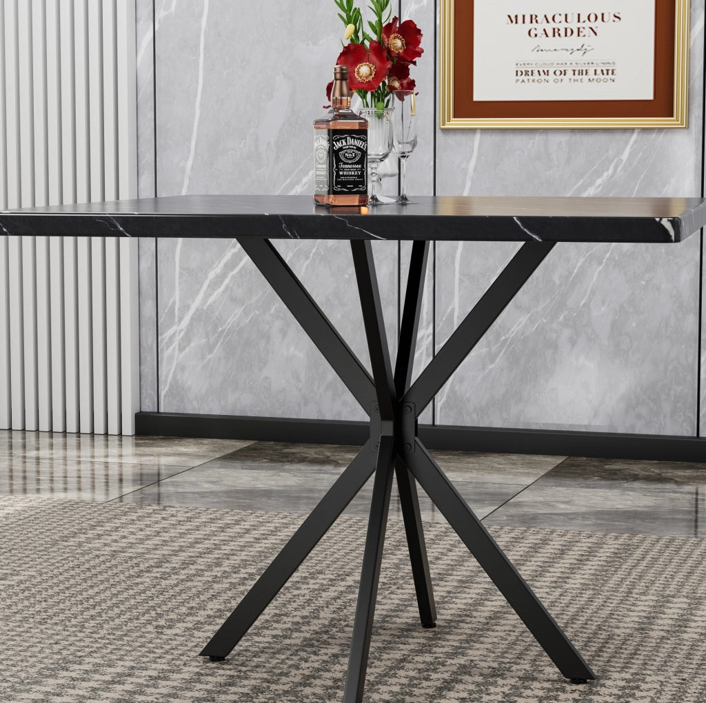 TAVOLO da pranzo quadrato 107,2x58,2x8,7 cm Nero in MDF e metallo