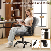 Sedia da ufficio ergonomica grigia con braccioli ribaltabili e base a 5 razze DESMIU