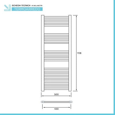 Termoarredo bagno scaldasalviette 50x112 cromo curvo interasse 45 cm