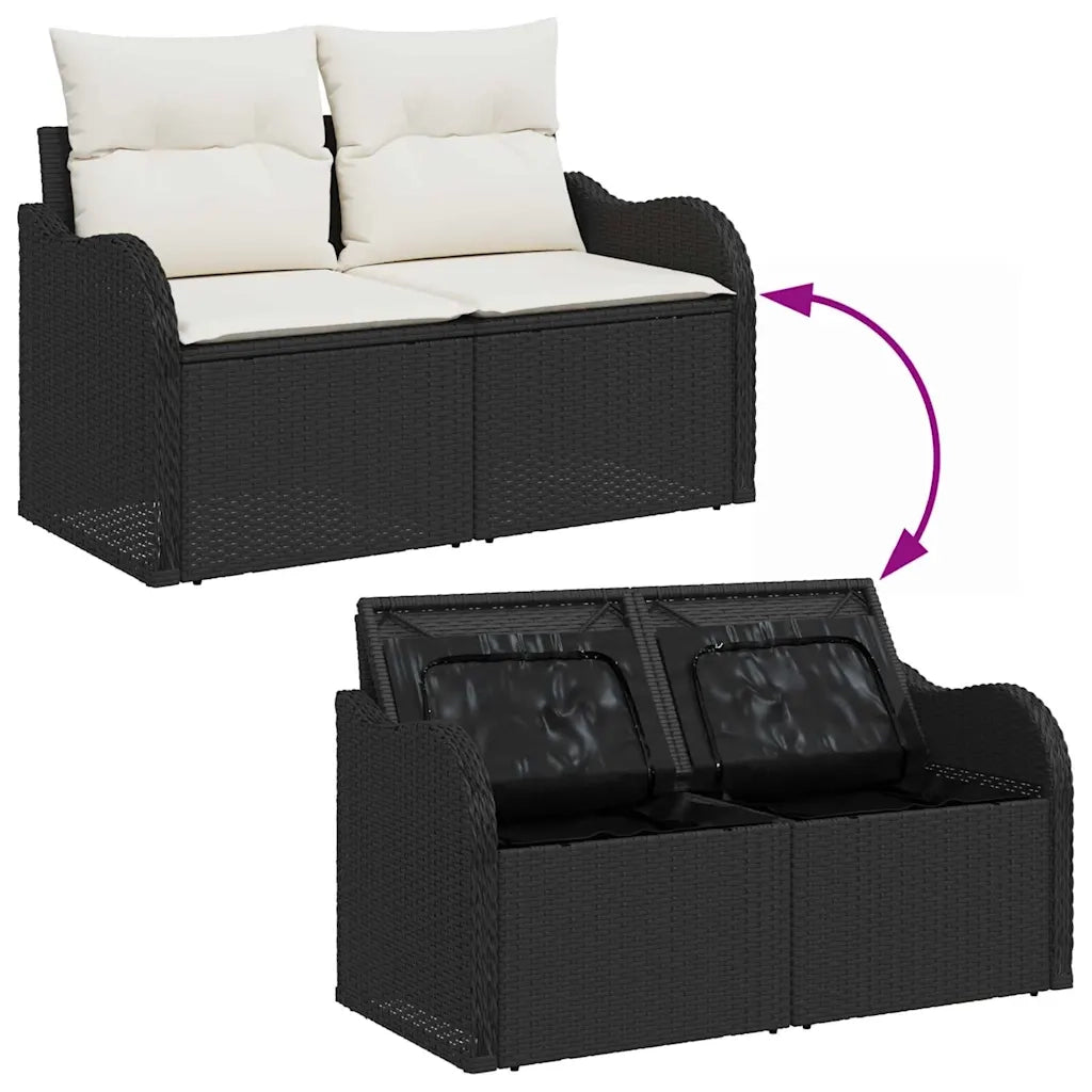 Set Divano da Giardino 10 pcs Nero e bianco polyrattan