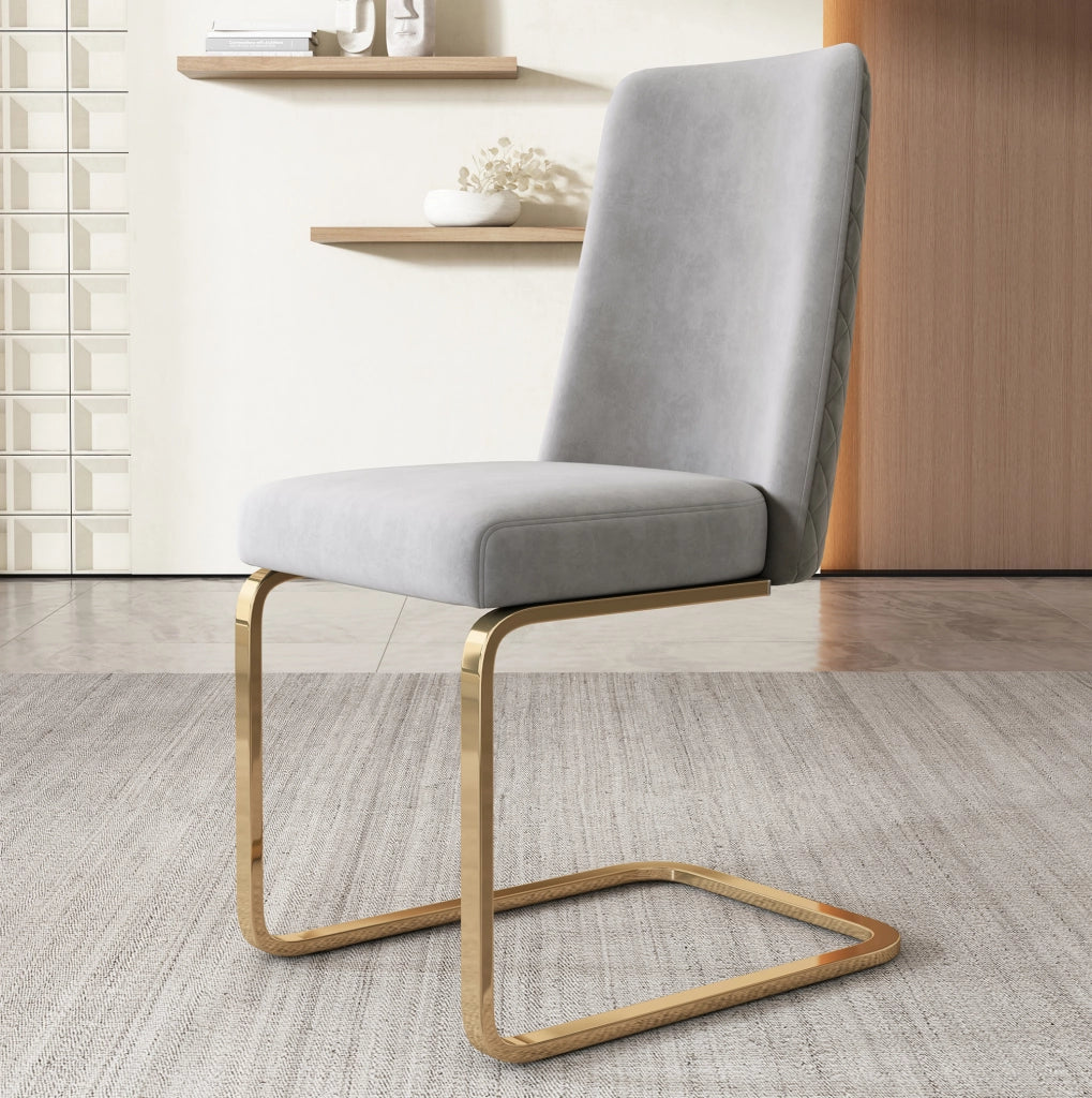 SEDIA in velluto grigio, Set da 4 pezzi