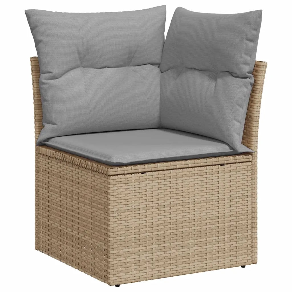 Set Divano da Giardino con cuscino 13 pcs Beige Poly Rattan