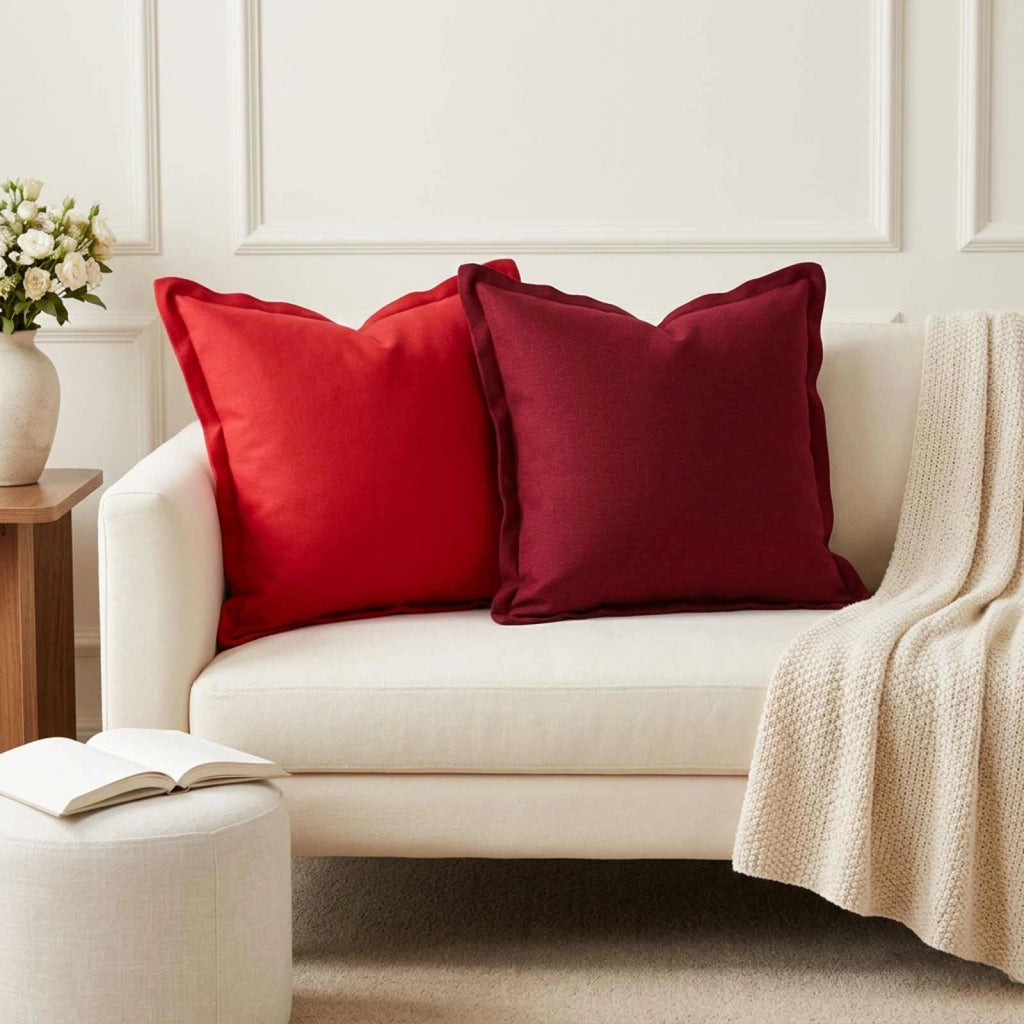 Cuscino con cuscino HOUTEN 6 pz Rosso Vino Lino 934589