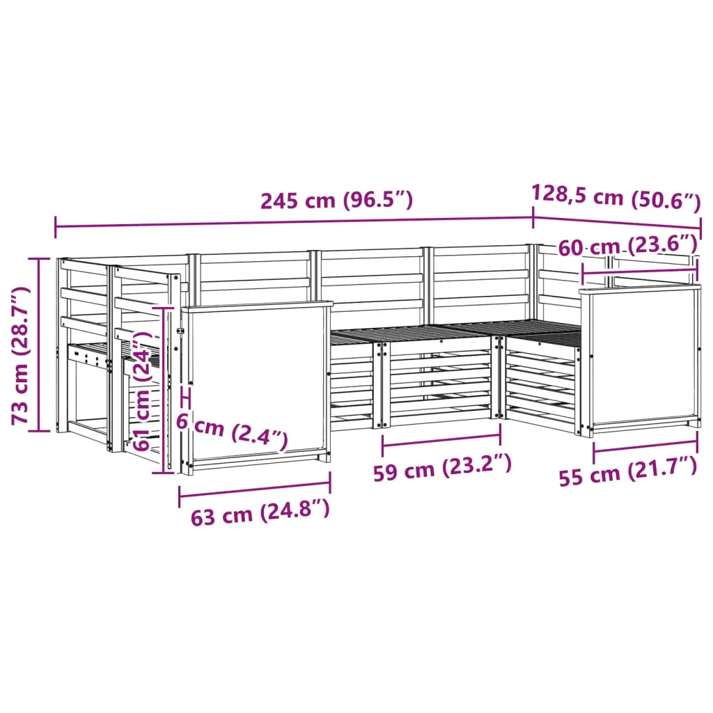 Set di divani da esterno 5 pz Naturale Legno di Acacia Massello 3384775
