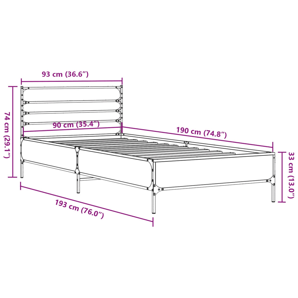 Giroletto Nero 90x190 cm in Legno Multistrato e Metallo 845627
