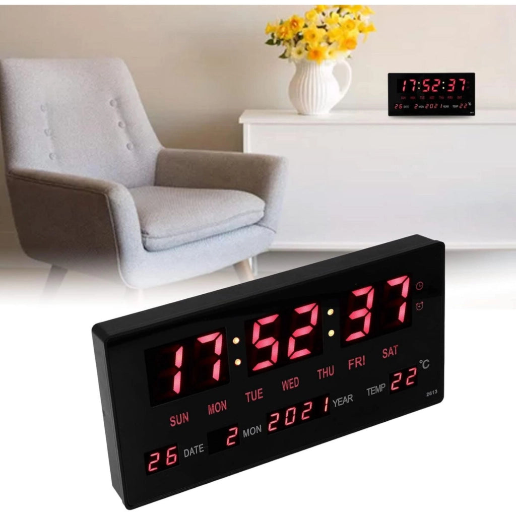 Orologio digitale da parete led datario display con sveglia temperatura JH-3615