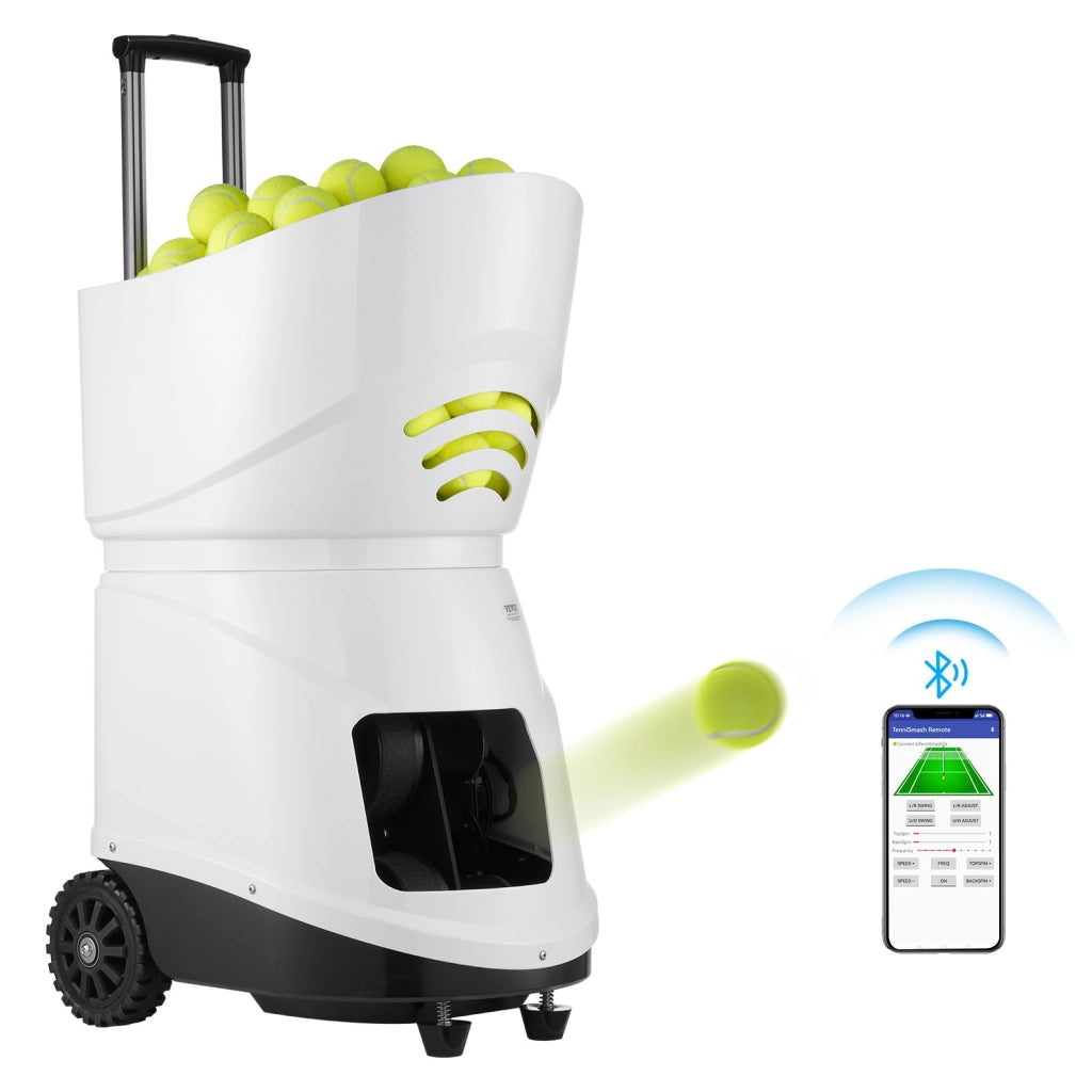 Capacità 150 Palline, TS-06 Macchina per Palline da Tennis Automatica Portatile, 5 Motori, Batteria Ricaricabile, App Bluetooth, per Allenamento