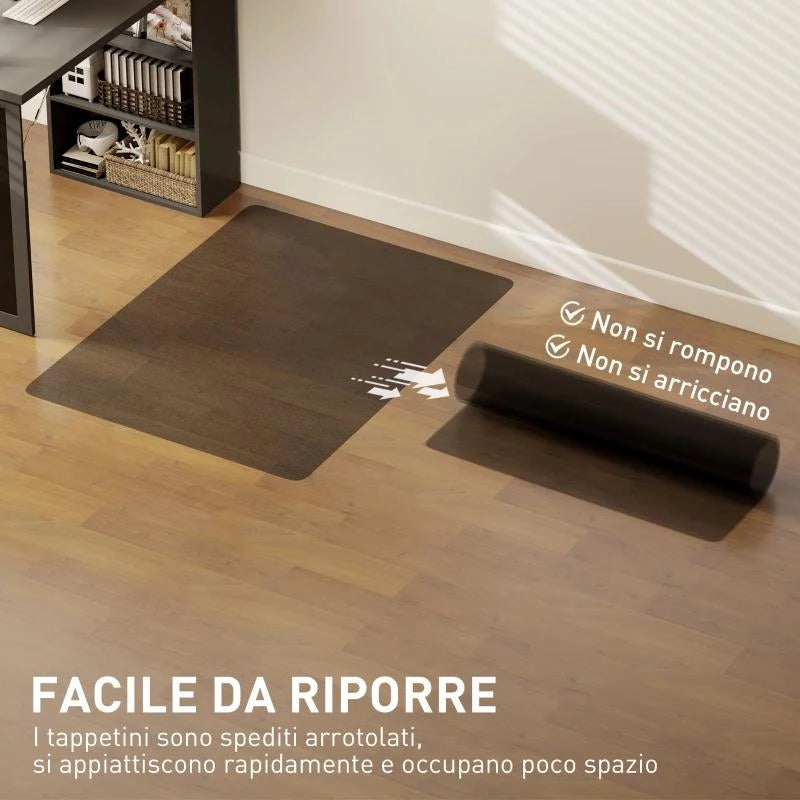 TAPPETINO SALVAPAVIMENTO 120X90 CM IN PLASTICA NERA TRASPARENTE PER SEDIA DA UFFICIO