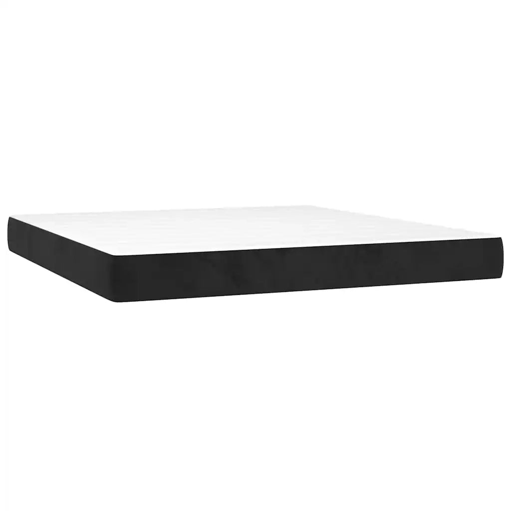 Letto a Molle con Materasso e LED Nero 160x200 cm in Velluto 3134293