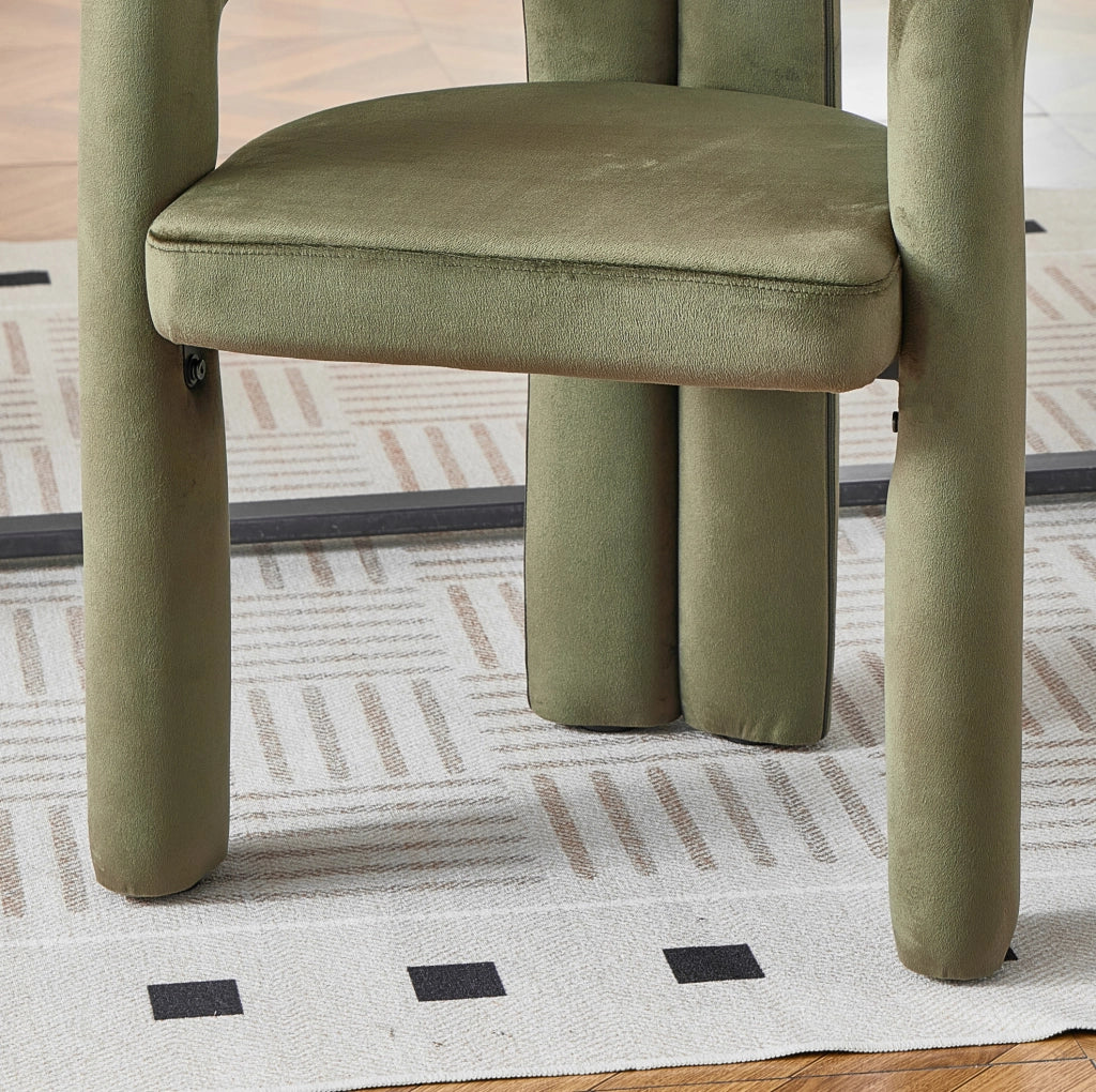 Set di 2 sedie da pranzo in velluto verde con braccioli