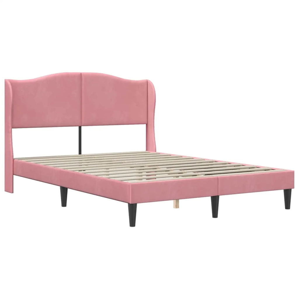 Letto matrimoniale | Letto per adulti | Struttura del letto con testiera Rosa 160 x 200 cm Velluto