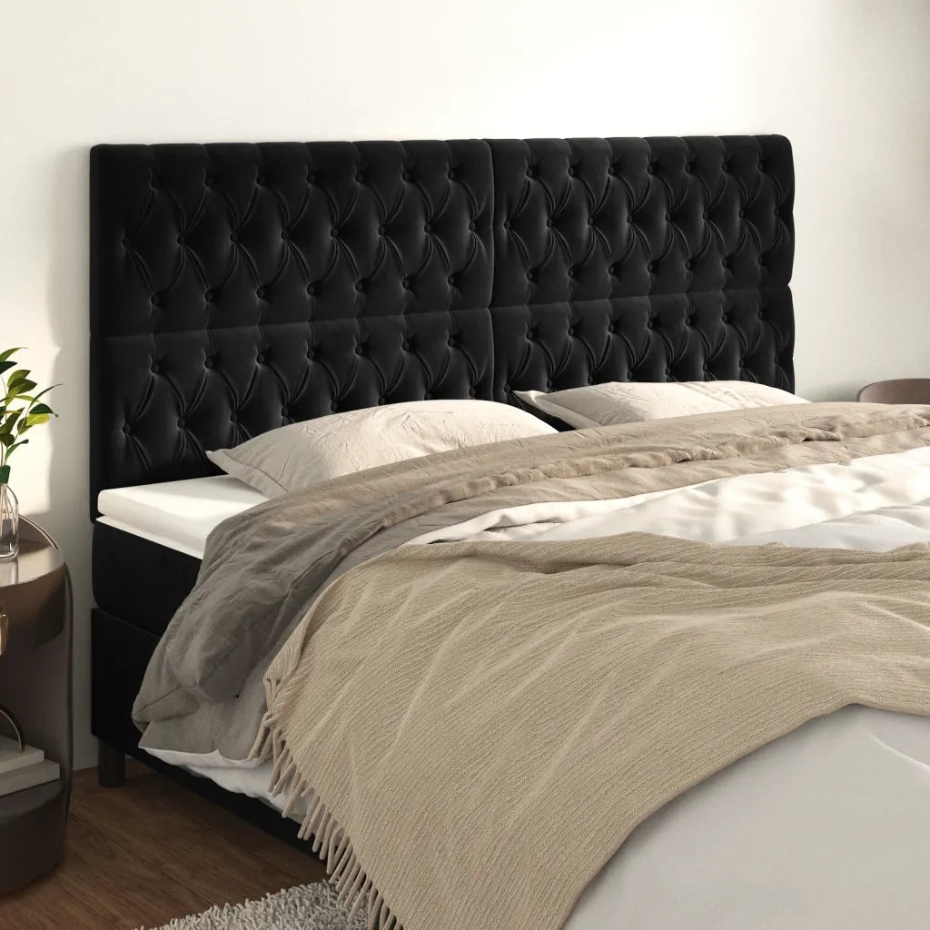 Testiera | Testata Nera 200x7x118/128 cm Velluto