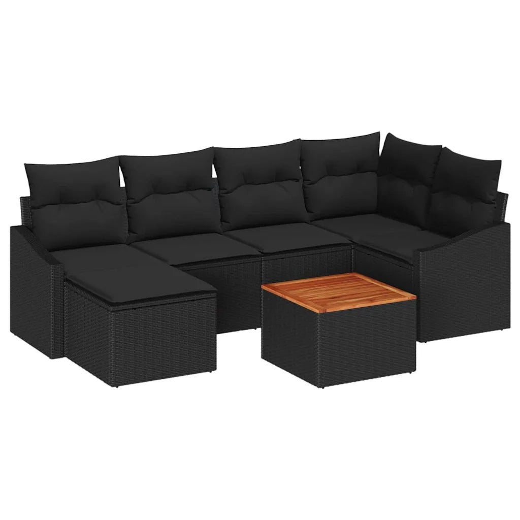 Set Divano da Giardino con archiviazione 7 pcs Nero polyrattan 3356525