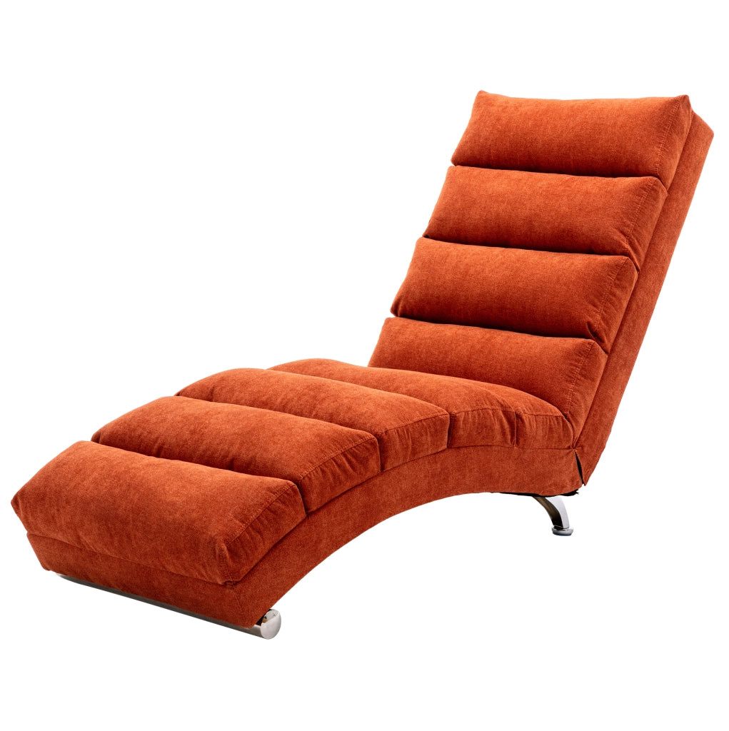Sedia Relax Fissa DESMIU con Supporto Corpo Completo, Tessuto in Lino Arancione, Vibrazione Leggera e Tasche Laterali, 55x148x84 cm