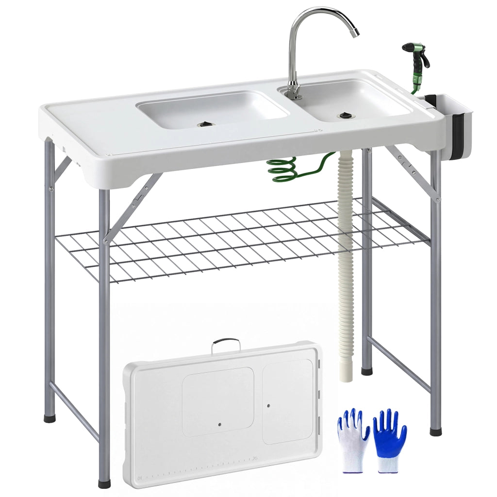 Tavolo Pieghevole da Cucina con Lavabo e Rubinetto ¨C Minimal ¨C Bianco