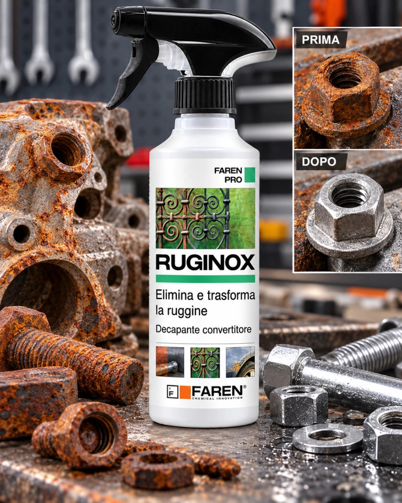 Convertitore di Ruggine Faren Ruginox Spray 250 ml rimuove ossidazioni