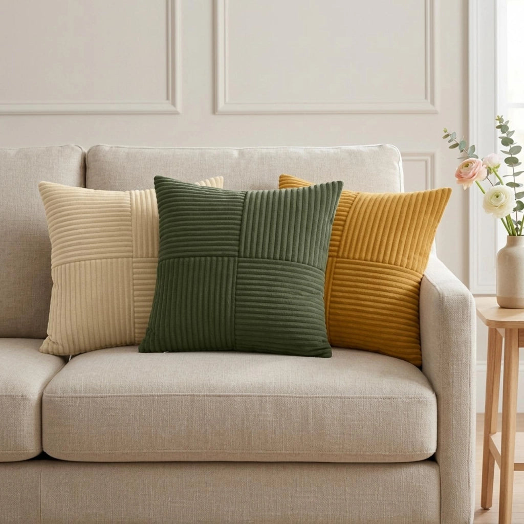 Federa 6 pz ALMELO Verde 30 x 30 cm corduroy 913882