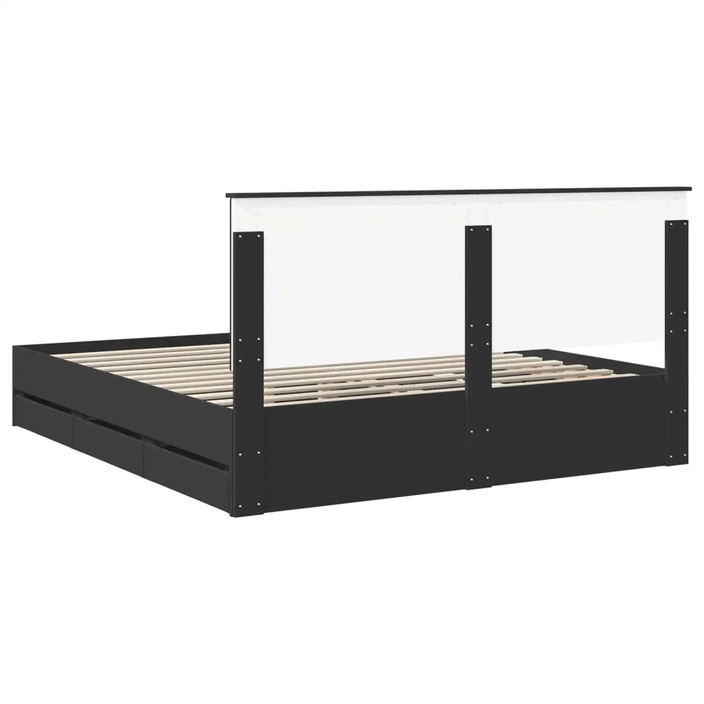 Letto matrimoniale | Letto per adulti | Struttura del letto Nero 200 x 200 cm Legno Ingegnerizzato
