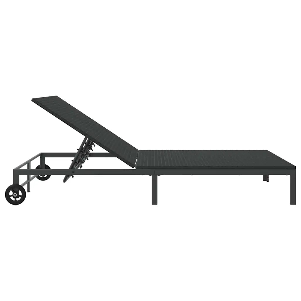 Lettino da Sole Nero 206 x 115 x 75 cm polyrattan 42004133