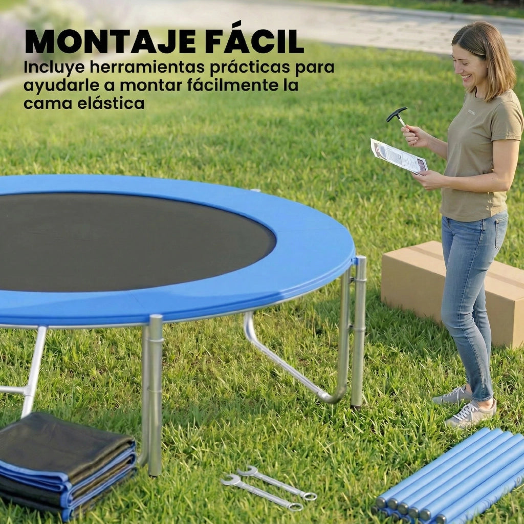 Trampolino Esterno per Bambini con Rete di Sicurezza e Scala ¨C Minimal ¨C ?305 cm Blu
