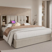 Letto matrimoniale 140x200 con contenitore e ricarica wireless